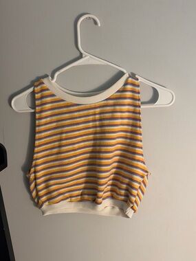 Zara Multicolor Striped Knit Tank and short set — Yellow, Blue & Red on White